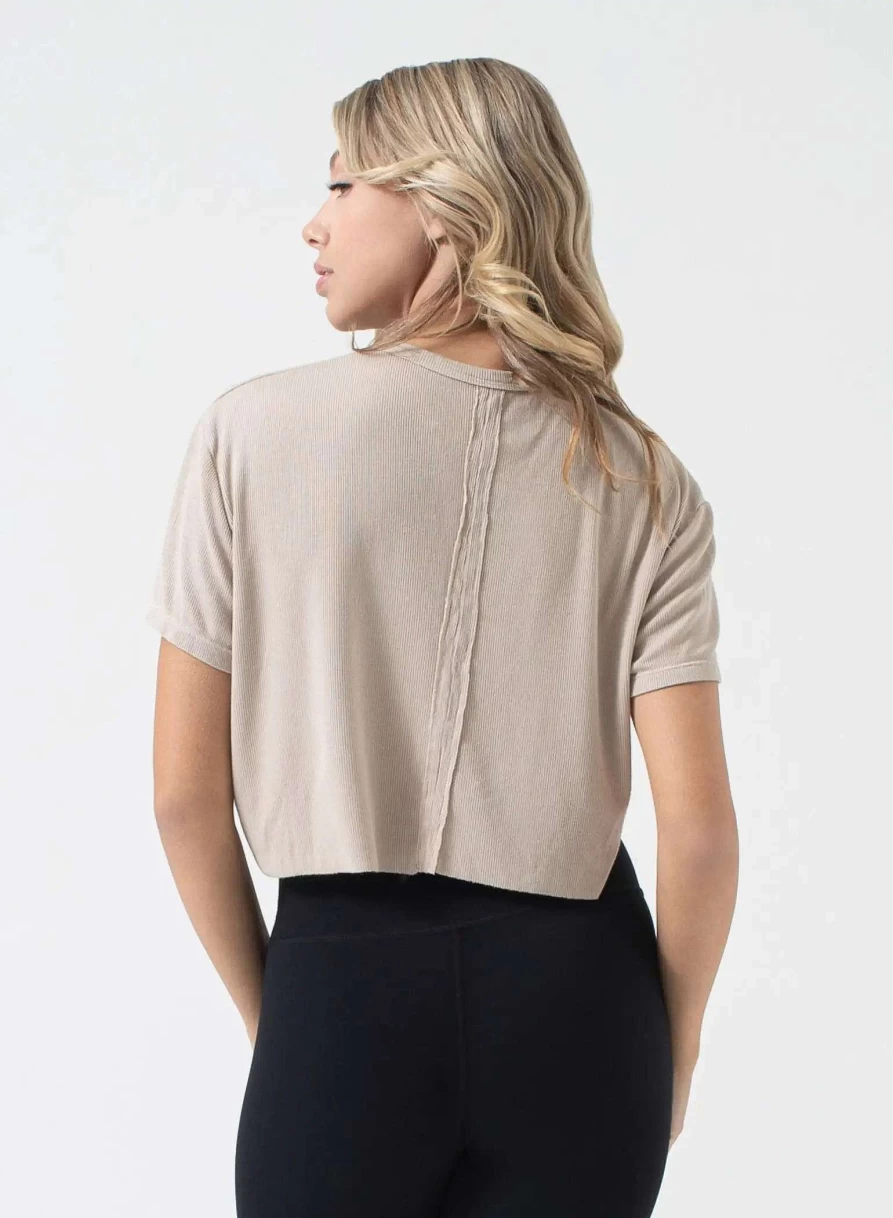 NUX Women's Sand Ultra Soft Acacia Cropped Tee - Comfortable Short Sleeve T-Shirt