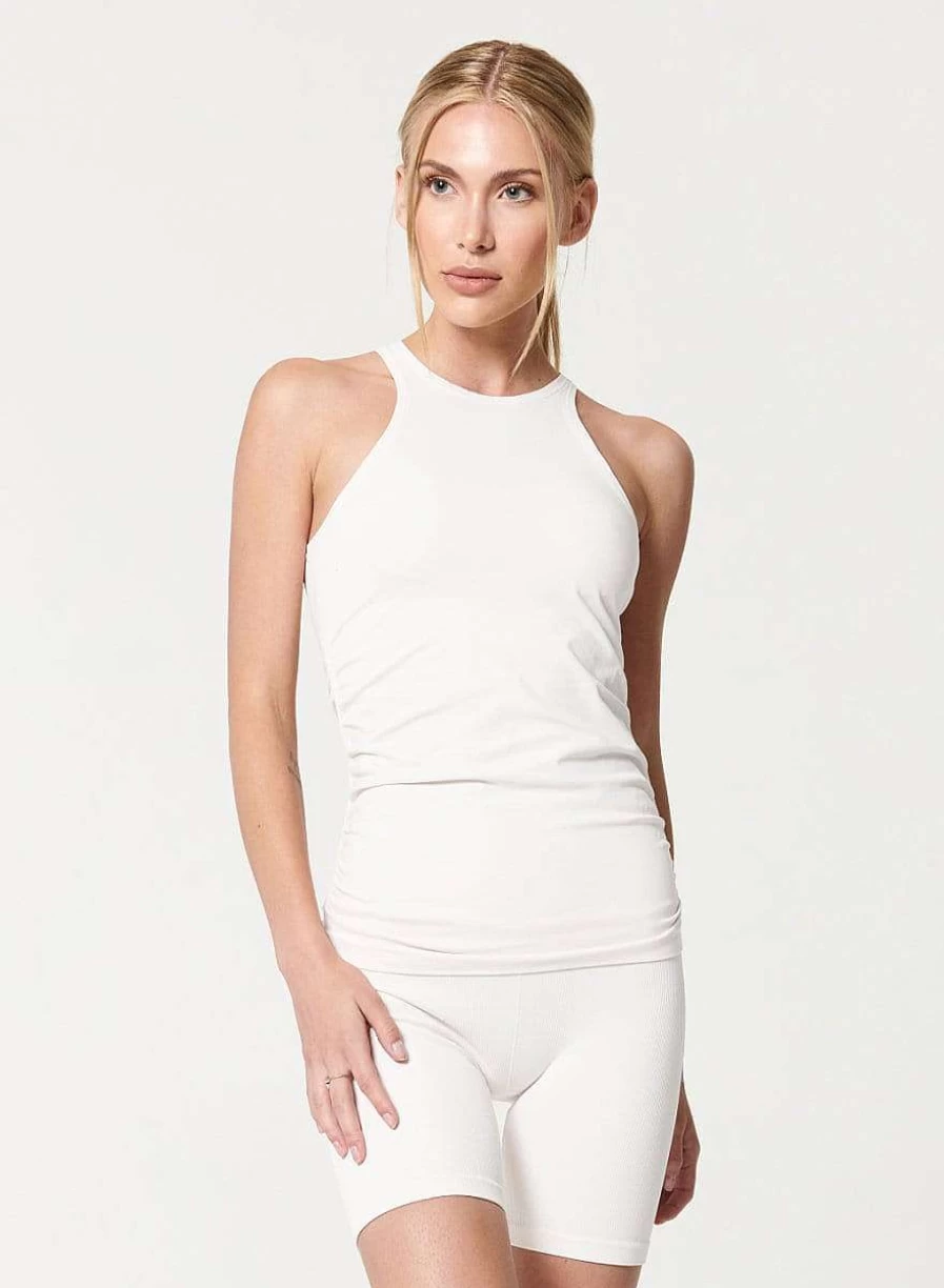 NUX Women's White Groove Tank Top - New Stylish Comfort Fit